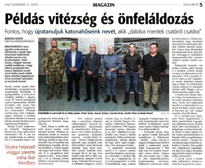 Zalai Hírlap 2023 11 21 271sz 05old - Példás vitézség és önfeláldozás.jpg Zalai Hírlap 2023 11 21 271sz 05old - Példás vitézség és önfeláldozás.jpg